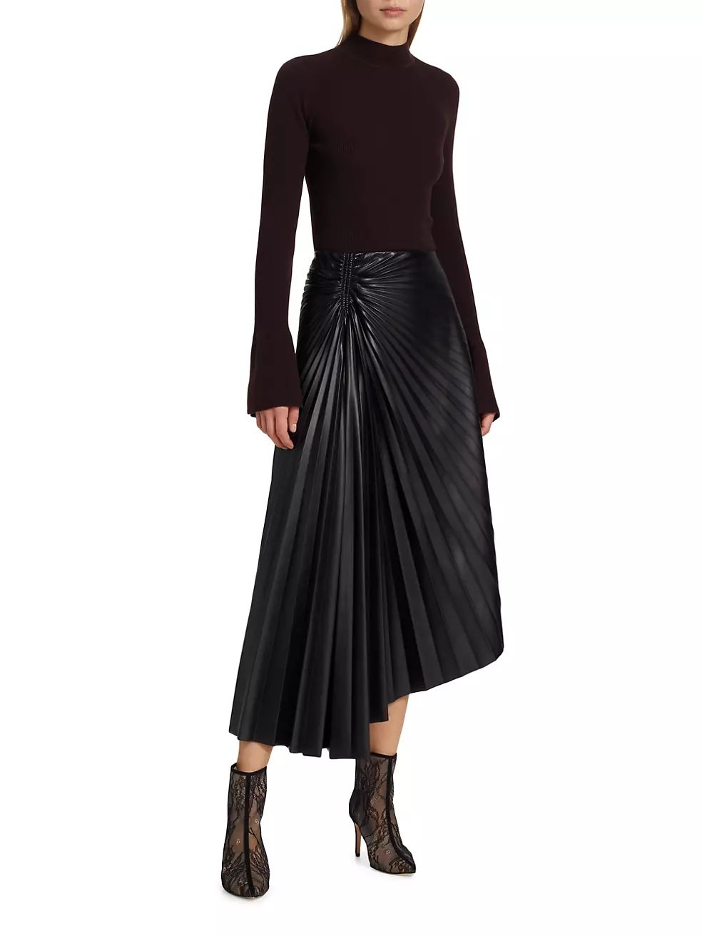Tracy Pleated Vegan Leather Skirt | Saks Fifth Avenue