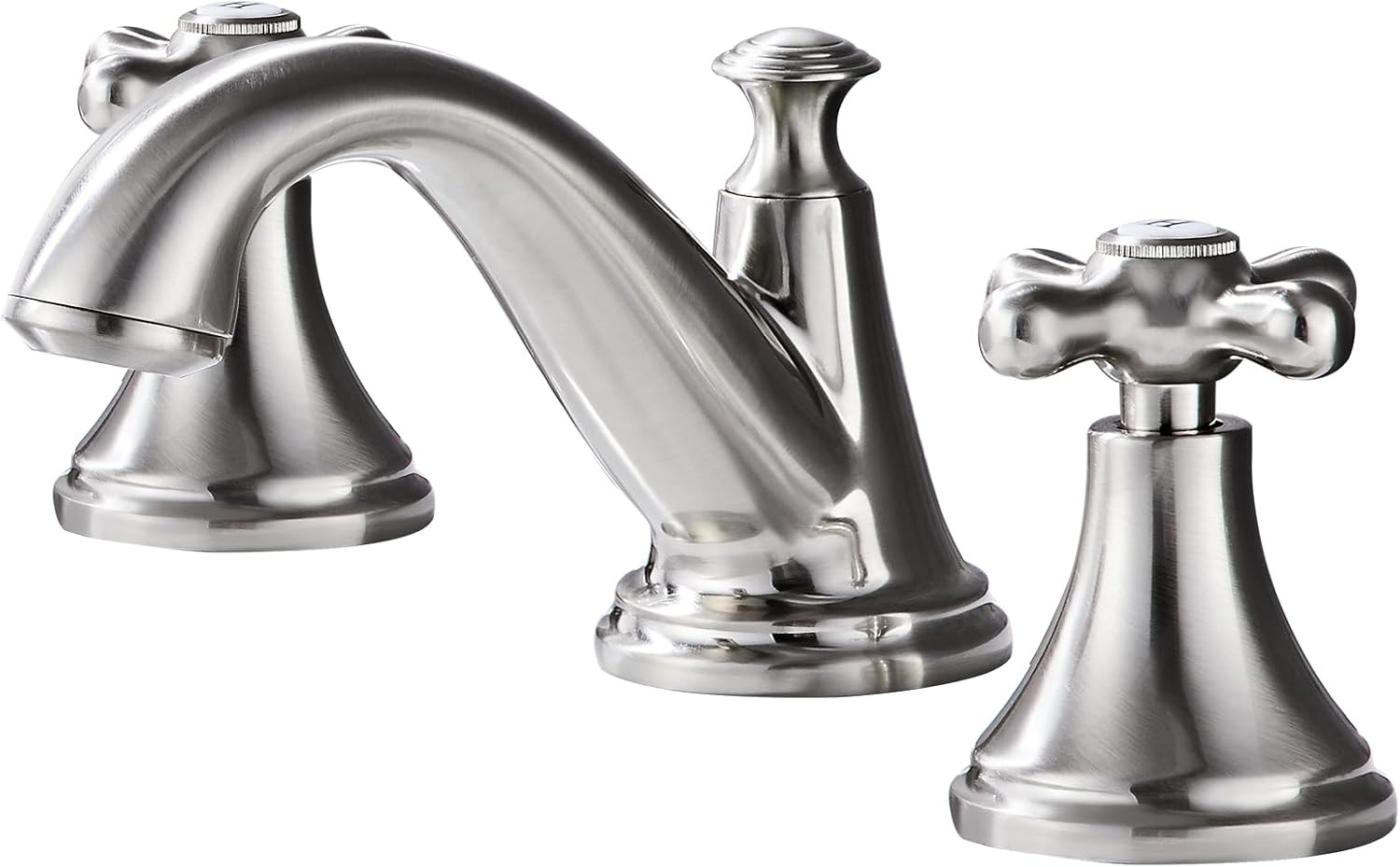 Vintage Widespread Bathroom Faucet - 2 Handle 3-Hole Sink Faucet Brushed Nickel Brass, Drip-Free ... | Amazon (US)