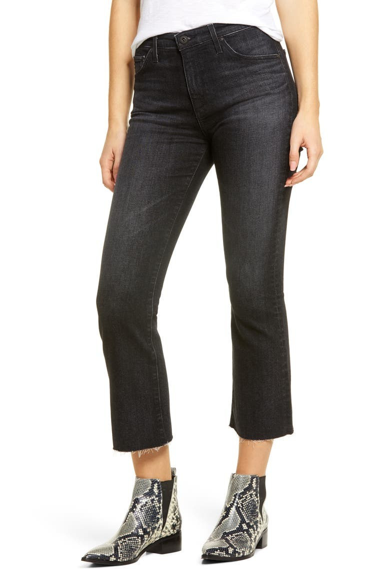 Jodi Mid Rise Raw Hem Crop Flare Jeans | Nordstrom