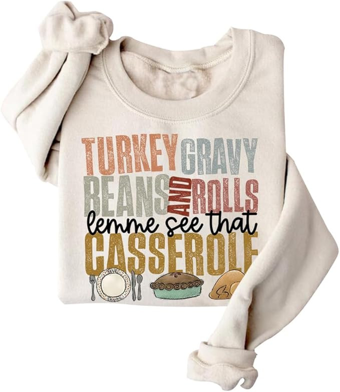 DIOMMELL Turkey Gravy Beans And Rolls Sweatshirt Thanksgiving Vintage Sweatshirt | Amazon (US)