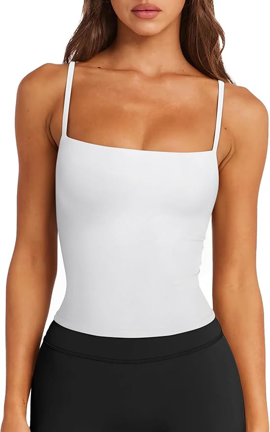 LASLULU Sports Bras for Women Square Neck Padded Adjustable Spaghetti Strap Backless Sleeveless W... | Amazon (US)