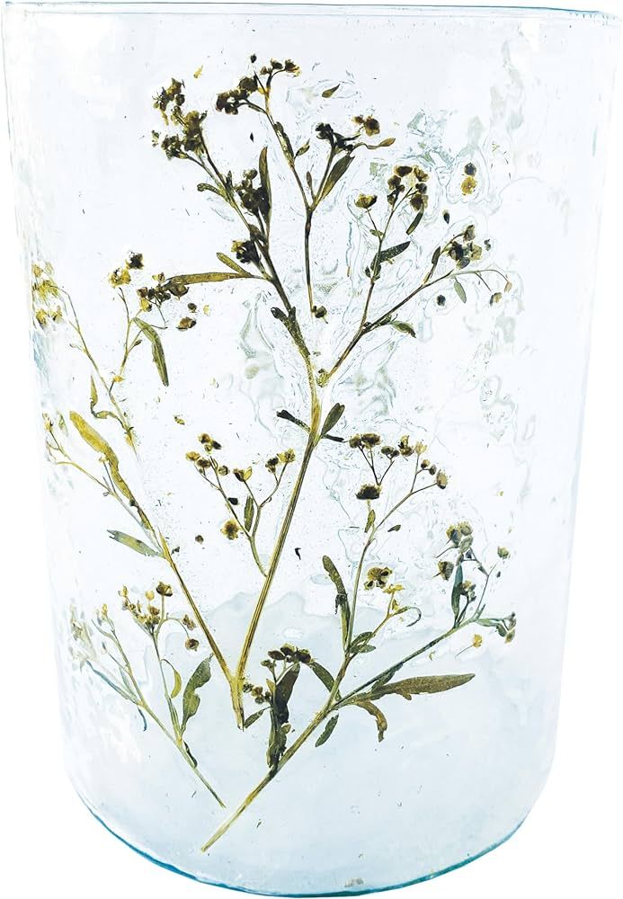 Creative Co-Op Tall Reclaimed Glass Votive Holder with Natural Botanicals, Clear | Amazon (US)