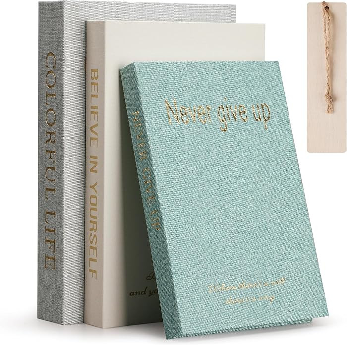 Decorative Books - 3-Piece Set of Luxe Linen Faux Book Storage Boxes (Magnetic Closure) | Faux Bo... | Amazon (US)