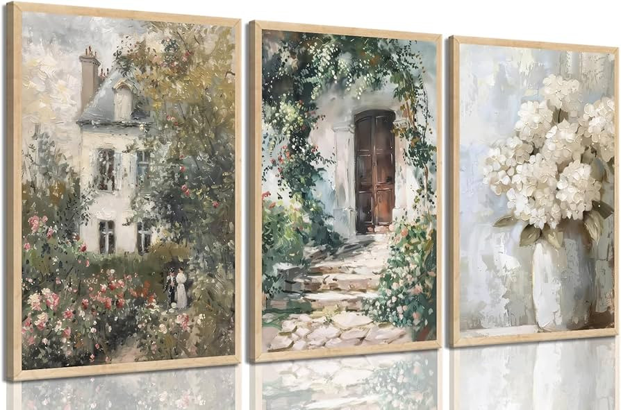 Myzoran Vintage Rose Garden Wall Art Antique Cottage Canvas Oil Painting Nature Flowers Landscape... | Amazon (US)