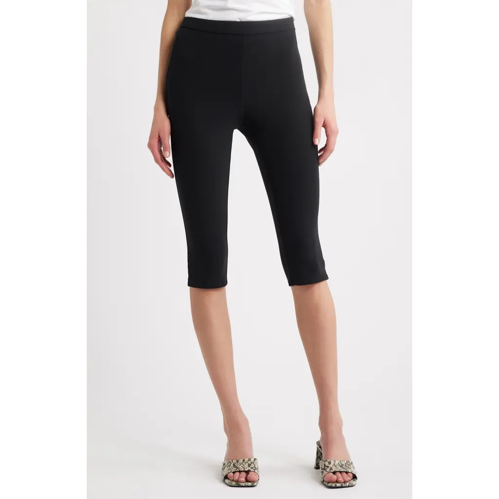 Open Edit Crepe Capri Leggings in Black at Nordstrom, Size Medium | Nordstrom