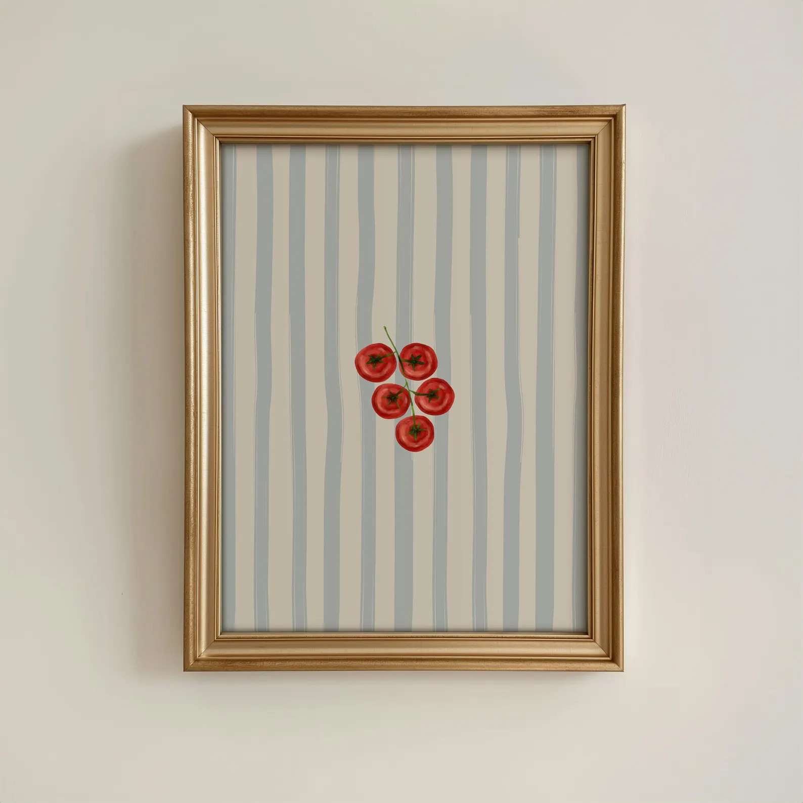 Tomato Poster: Striped Kitchen Prints, Vintage Italian Tomatoes Print, Blue & White Framed Kitche... | Etsy (US)