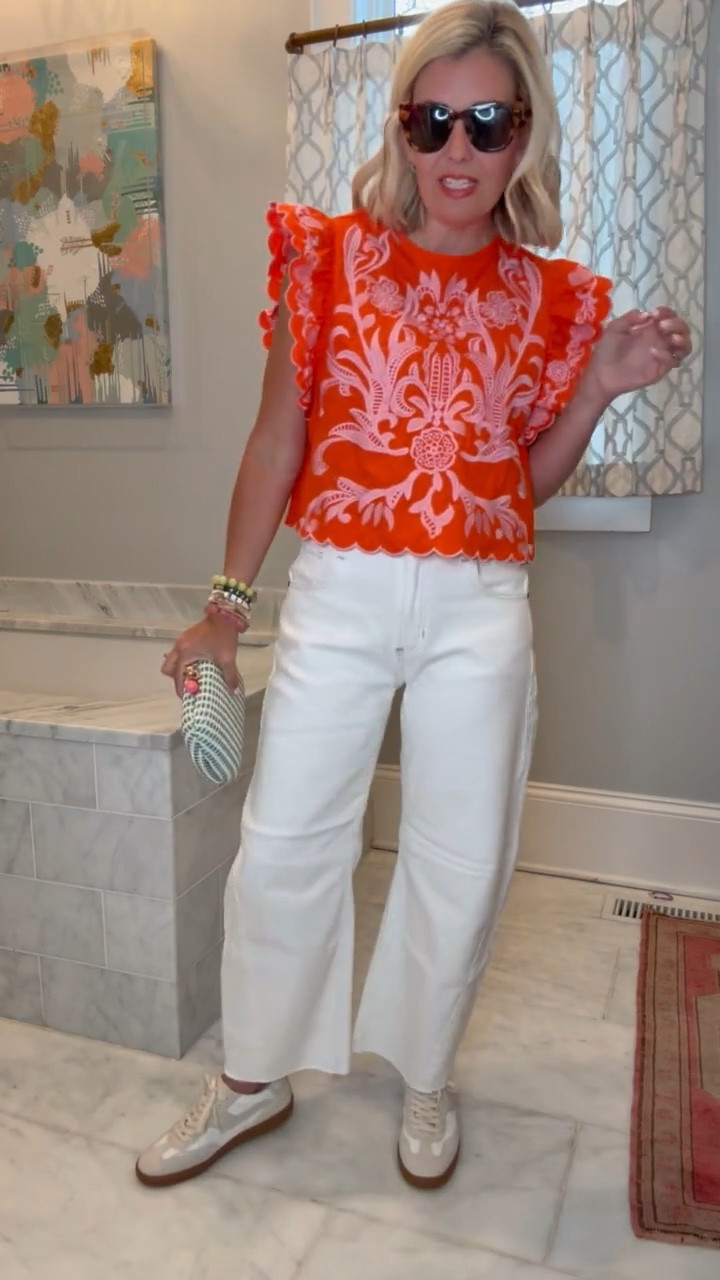 THIS top is absolutely gorgeous! This is such a  wear now & wear later look. Love!!

Top - small
Jeans - 25 (size 1 down)
Shoes - 8 

#LTKOver40 #LTKdayinmylife #LTKmomlife