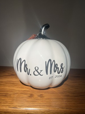 Mr & Mrs Est 2024 Martha Stewart Ceramic Pumpkin (silver stem)  | eBay | eBay US
