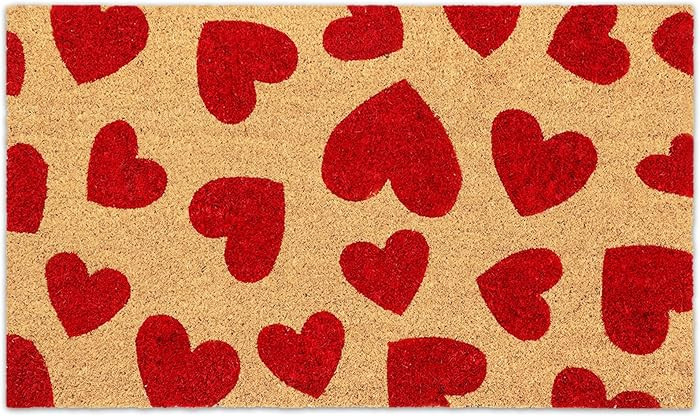 Valentine's Day Natural Coir Doormat Red Love Heart Welcome Floor Mat Non-Slip Entrance Door Rugs... | Amazon (US)