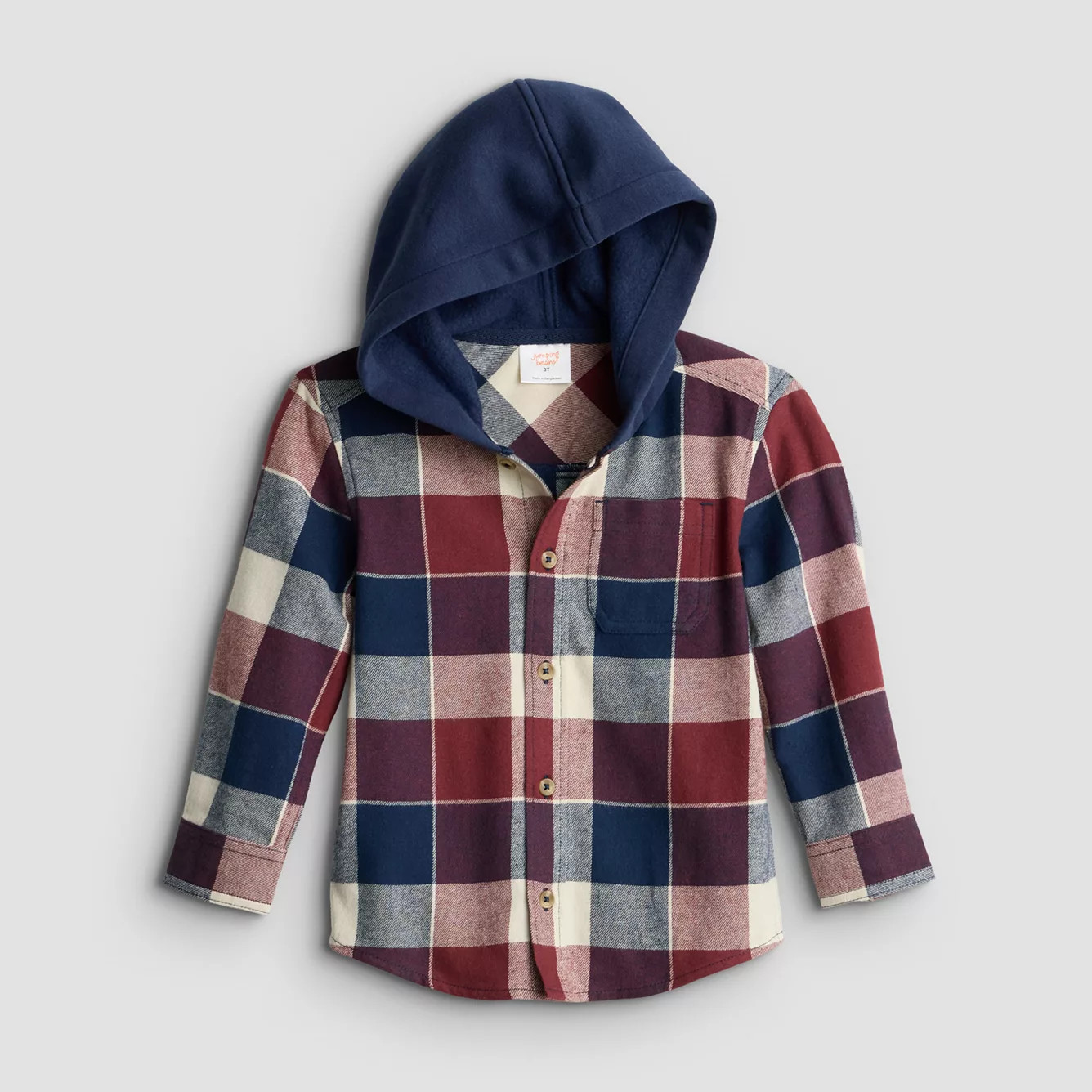 Baby & Toddler Boy Jumping Beans\u00ae Hooded Flannel Button-Down Shirt | Kohl's