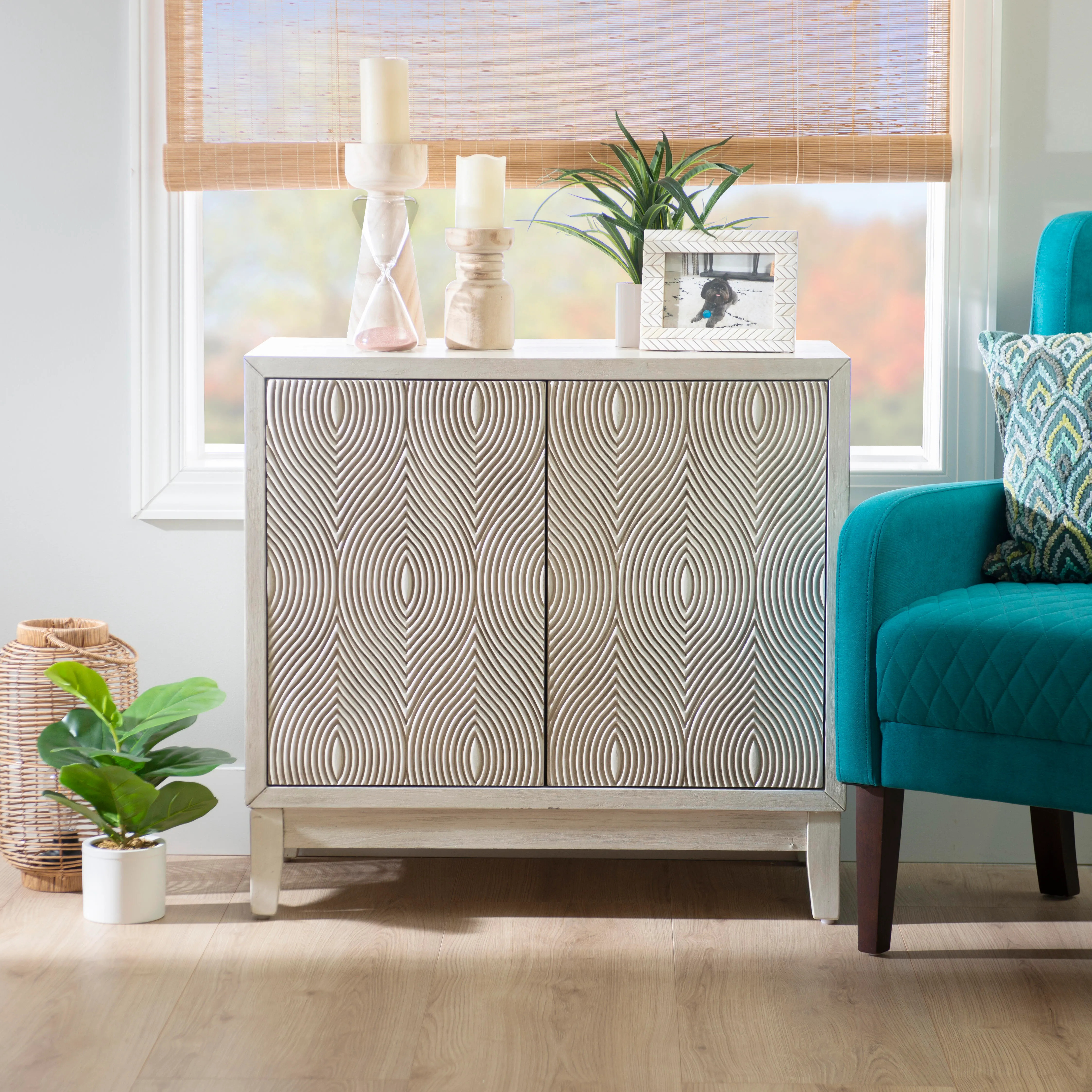 Linon Berkley 34.5" Accent Cabinet, Antique White | Ashley Homestore