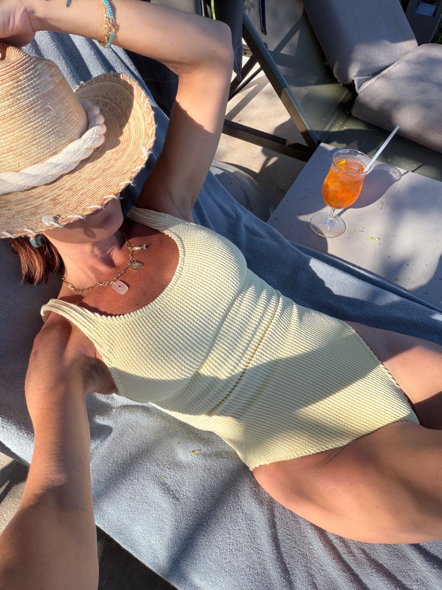 Target swimsuit find that looks way more expensive than it is 🙌🏼 this textured one-piece is so flattering, holds everything in, and doubles as a bodysuit with shorts or linen pants for vacation nights.

Layered it with my go-to Tori Bradburry jewelry — water resistant, tarnish free, and literally made for beach days + pool lounging. I never take these off on vacation and they still look brand new.

Use code SSS15 for 15% off ✨

Perfect for: beach vacation outfits, resort wear, poolside looks, flattering one-piece swimsuits, and elevated everyday jewelry you don’t have to think twice about.

@Target 

#LTKOver40 #LTKTravel #LTKSwim