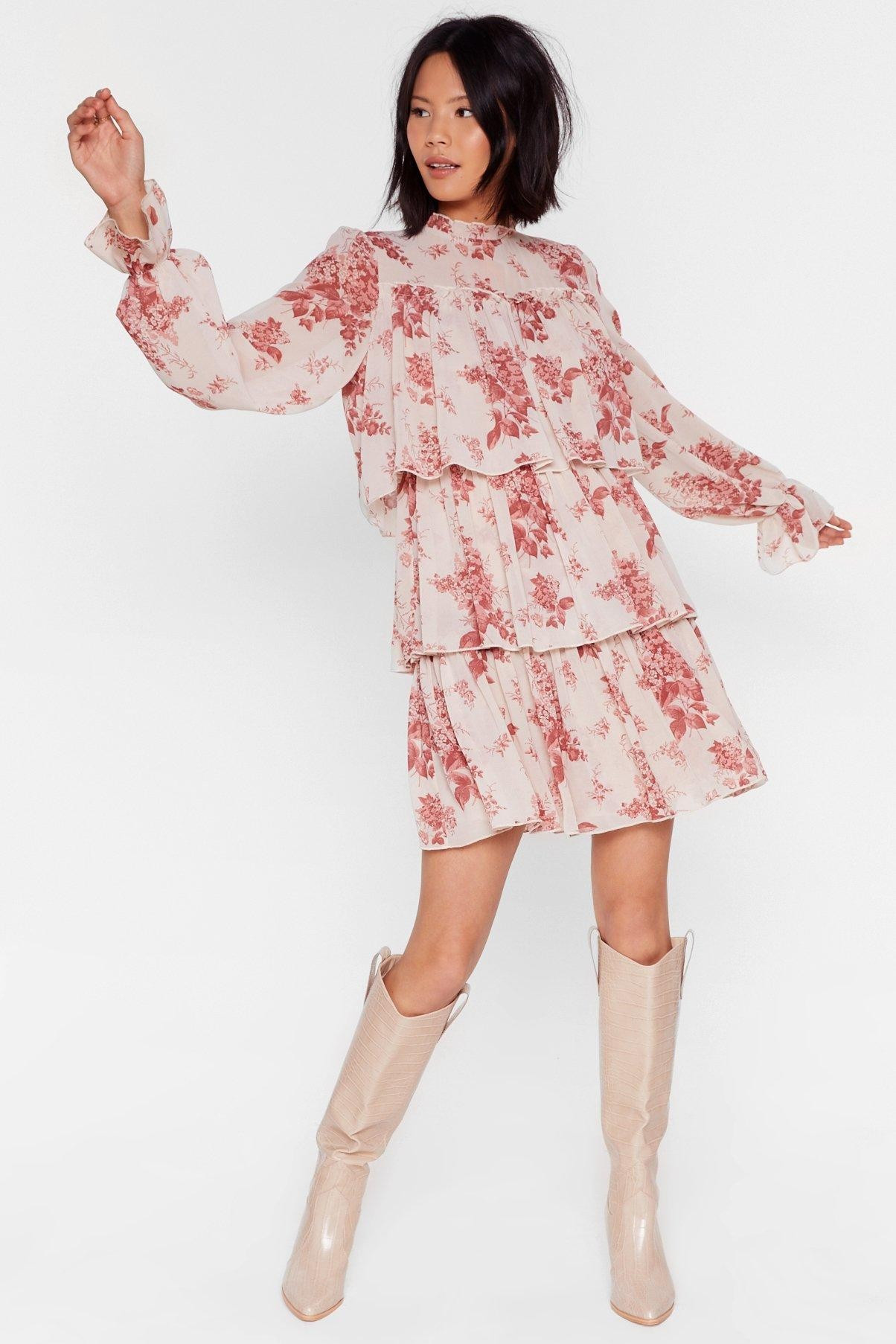 Womens Tier We Are Floral Mini Dress - Nude | NastyGal (US & CA)