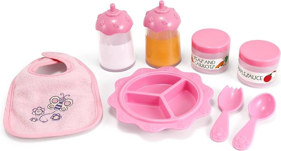 Melissa & Doug Mine to Love Time to Eat Doll Accessories Feeding Set (8 pcs) , Pink | Amazon (US)