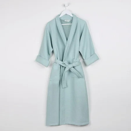 Superior Waffle Weave Cotton Unisex Adult Bath Robe Aqua Small | Walmart (US)