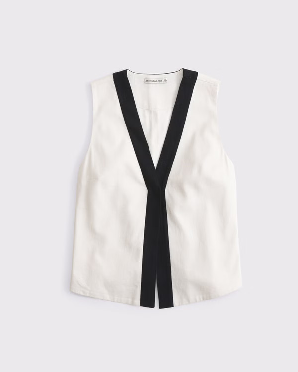 Women's Linen-Blend Vest | Women's Clearance | Abercrombie.com | Abercrombie & Fitch (US)