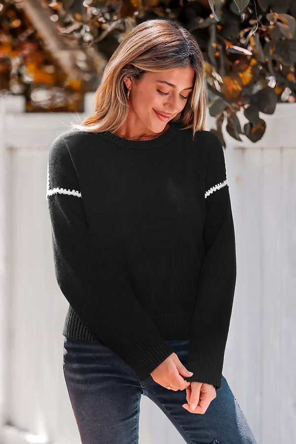 Take Notice Black Sweater | Cupshe US