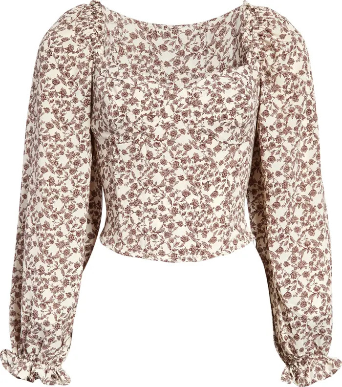 ASTR the Label Floral Print Long Sleeve Corset Top | Nordstrom | Nordstrom