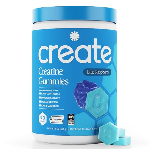 Create Creatine Monohydrate Gummies for Women and Men, Blue Raspberry, 90ct | Amazon (US)