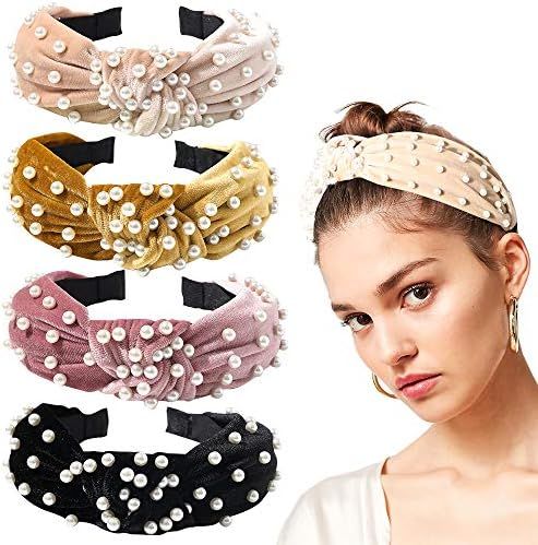 Headbands Women Hair Head Bands - Accessories 4 Pcs Velvet Pearl Head Bands Cute Beauty Hairbands... | Amazon (US)