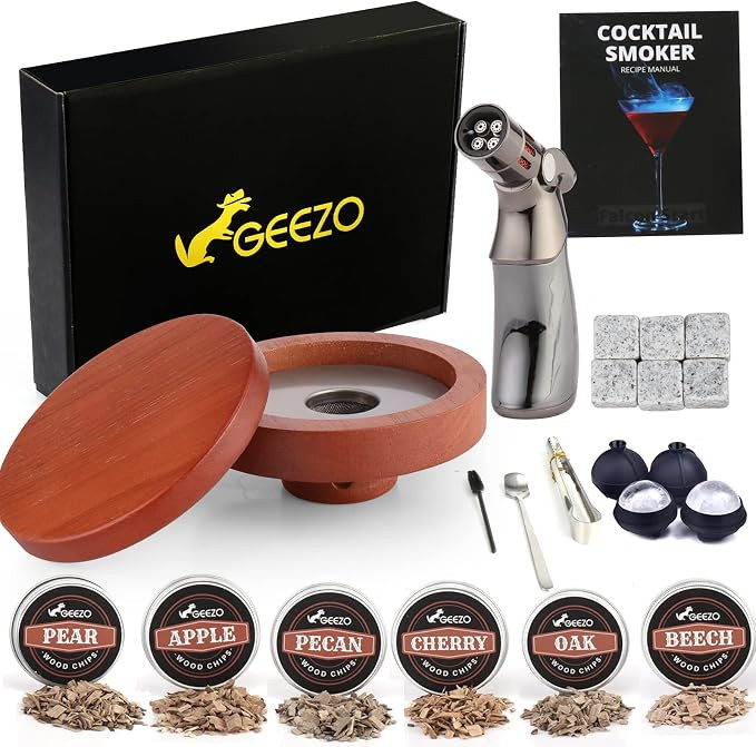 GEEZO Old Fashioned Cocktail Smoker Kit with Torch, Whiskey Smoker Kit with Apple, Cherry, Oak, P... | Amazon (CA)