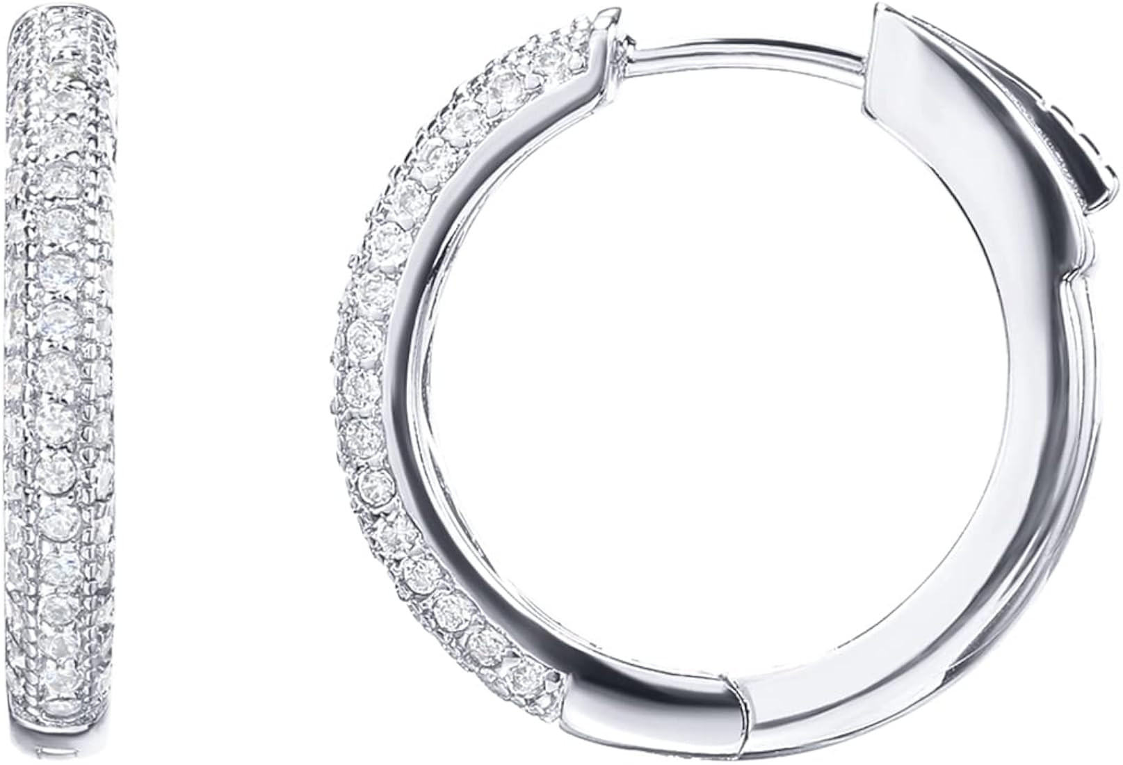 14K Gold Plated 925 Sterling Silver Cubic Zirconia Hoop Earrings | Amazon (US)