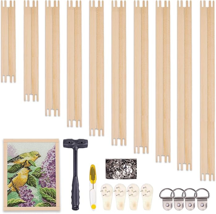 20pcs Needlepoint Stretcher Bars with Thumb Tack, 10 Sizes Wooden Canvas Stretcher Bars, Needlepo... | Amazon (US)