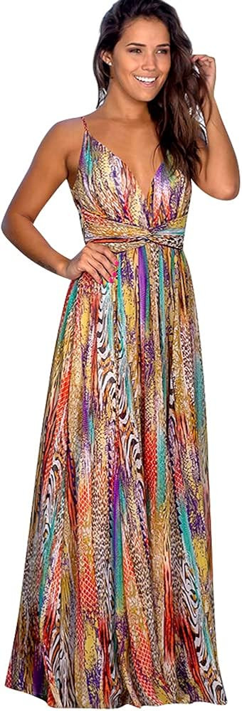 Women Transformer Convertible Multi Way Wrap V-Neck Wedding Bridesmaid Dress Halter Ombre Floral ... | Amazon (US)