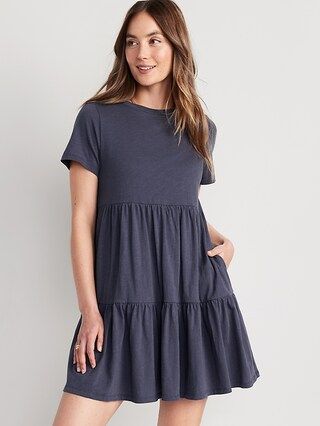 EveryWear Slub-Knit Tiered Mini T-Shirt Swing Dress for Women | Old Navy (US)