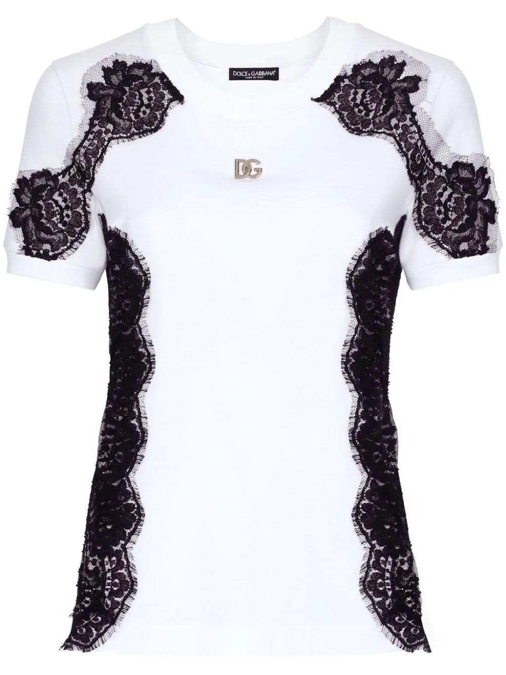 Dolce & Gabbana DNA lace-detailing T-shirt - White | Farfetch Global