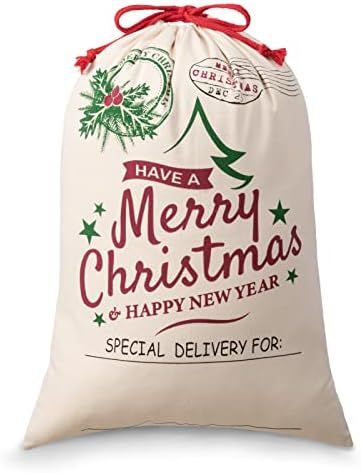 HBlife Canvas Santa Sack, 19.7 X 27.6 Inch Large Santa Bags for Gifts, Personalized Christmas Sac... | Amazon (US)
