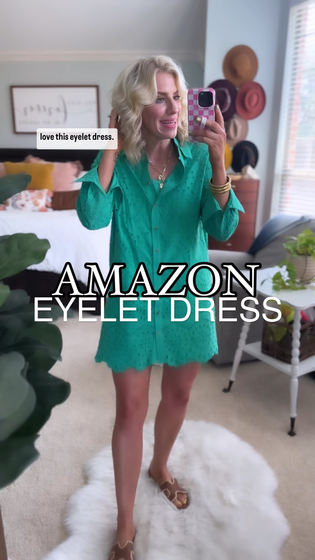 Amazon eyelet dress 
Comes in several colors + fits tts 
Detached slip can be worn separately and as a swimsuit cover up
Wearing a small in green 

#LTKWorkwear #LTKFindsUnder50 #LTKStyleTip