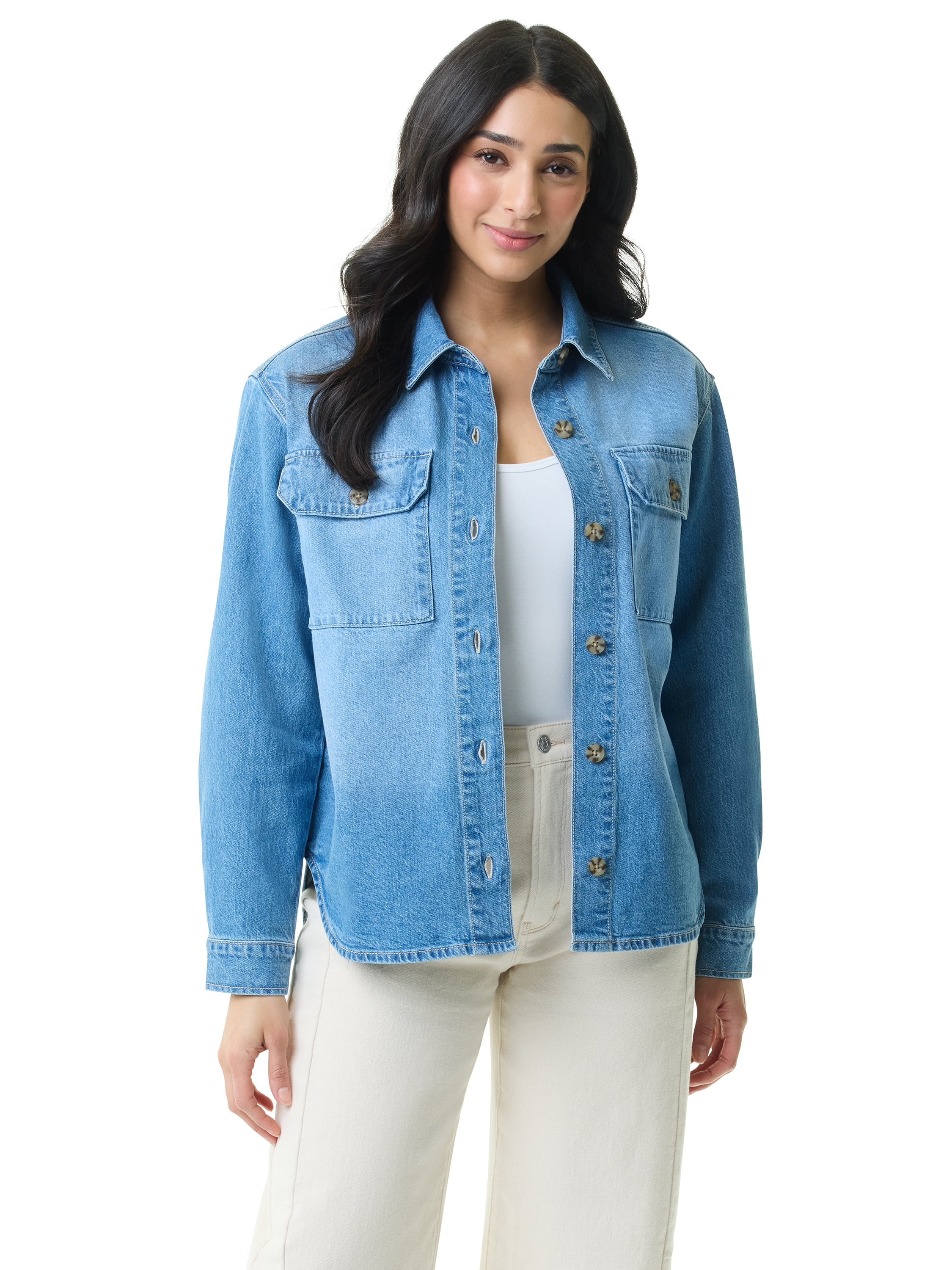 Gloria Vanderbilt Swan Series Women's Denim Shacket, Sizes XS-XXL | Walmart (US)