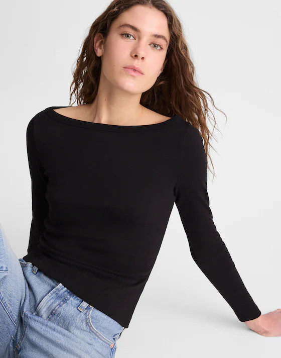 The '90s Boatneck Tee in Compact Cotton | Madewell