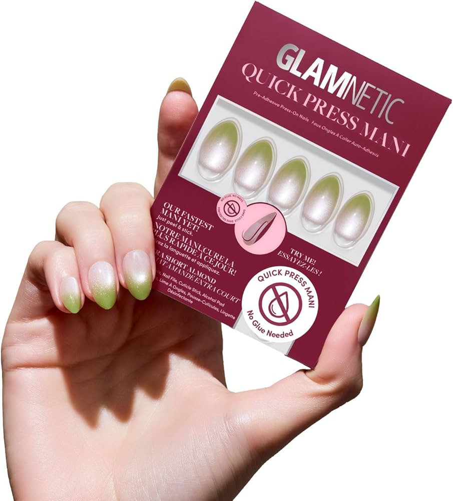 Glamnetic Quick Press Mani - No Glue Press On Nails, Just Peel and Stick, Almond Extra Short Nail... | Amazon (US)