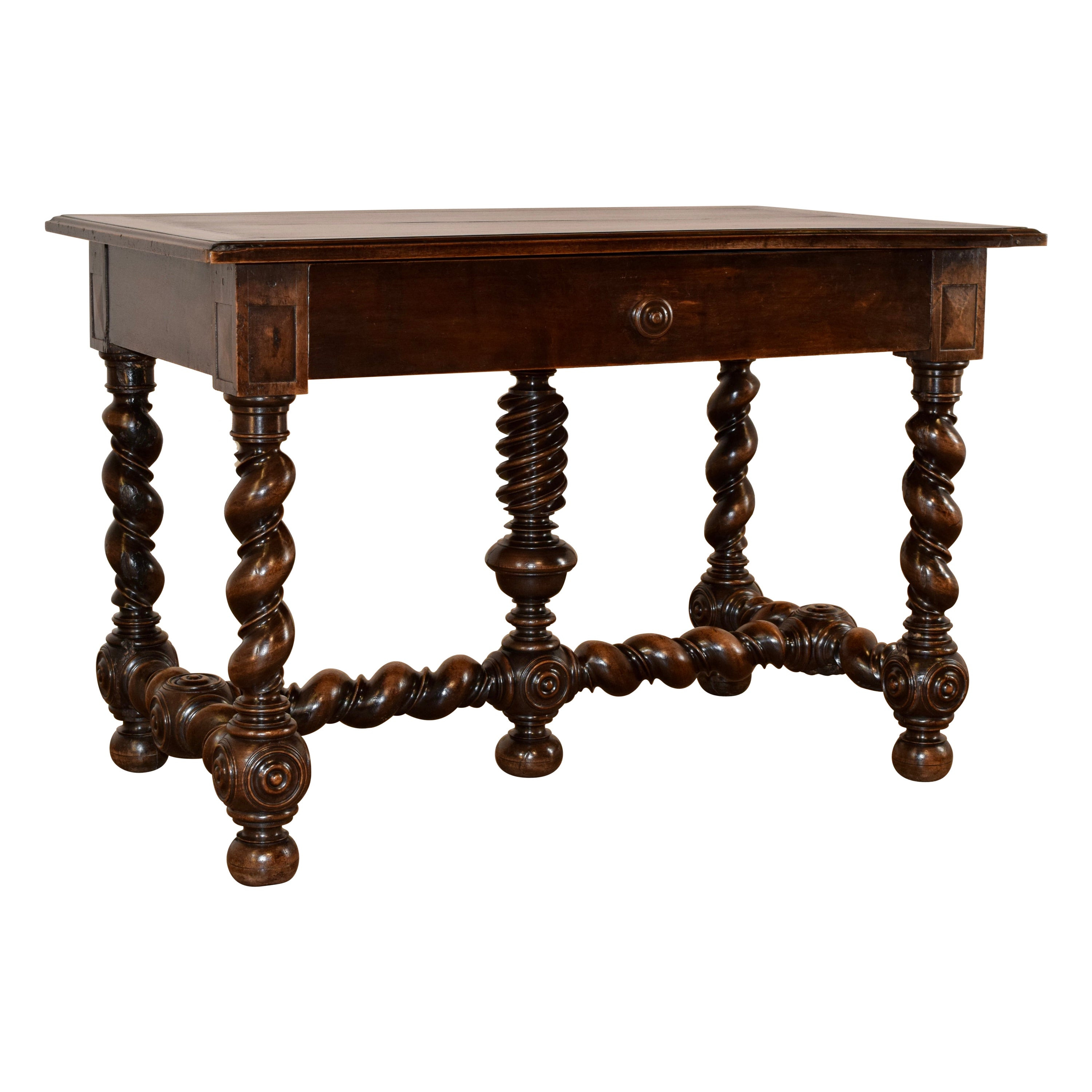 18th Century French Walnut Barley Twist Library Table | 1stDibs