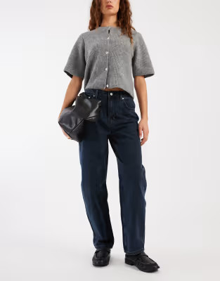 ASOS DESIGN slim barrel jeans in blue black | ASOS (Global)