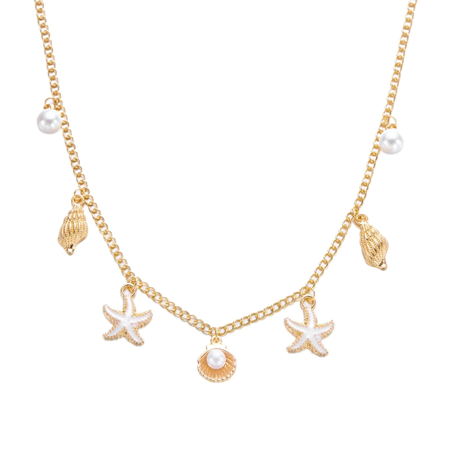 Faty-T Necklace for Women Paperclip Chain Necklace Ocean Starfish,Seashell Boho Bow Charms Neckla... | Walmart (US)