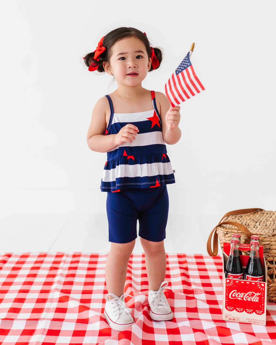 Freedom Stripe Sleeveless Top and Biker Shorts Set | Bums & Roses