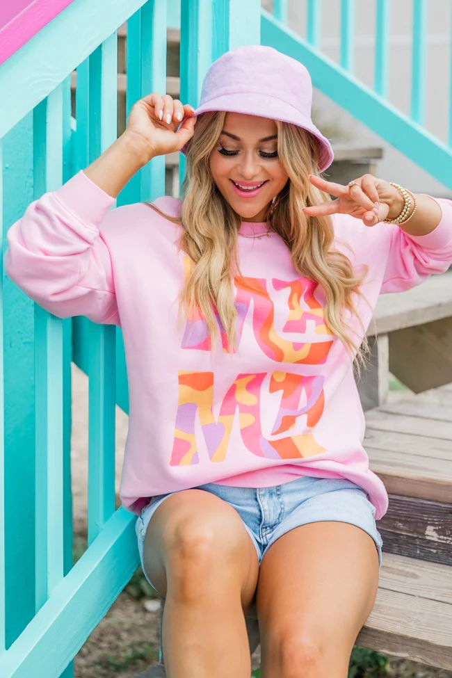 Mama Stacked Light Pink Oversized Graphic Sweatshirt | Pink Lily