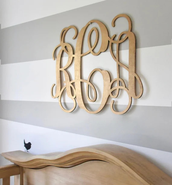 Crib Monogram - Wooden Initials for Nursery - Painted Wooden Monogram - Wooden Monogram Wall Hang... | Etsy (US)