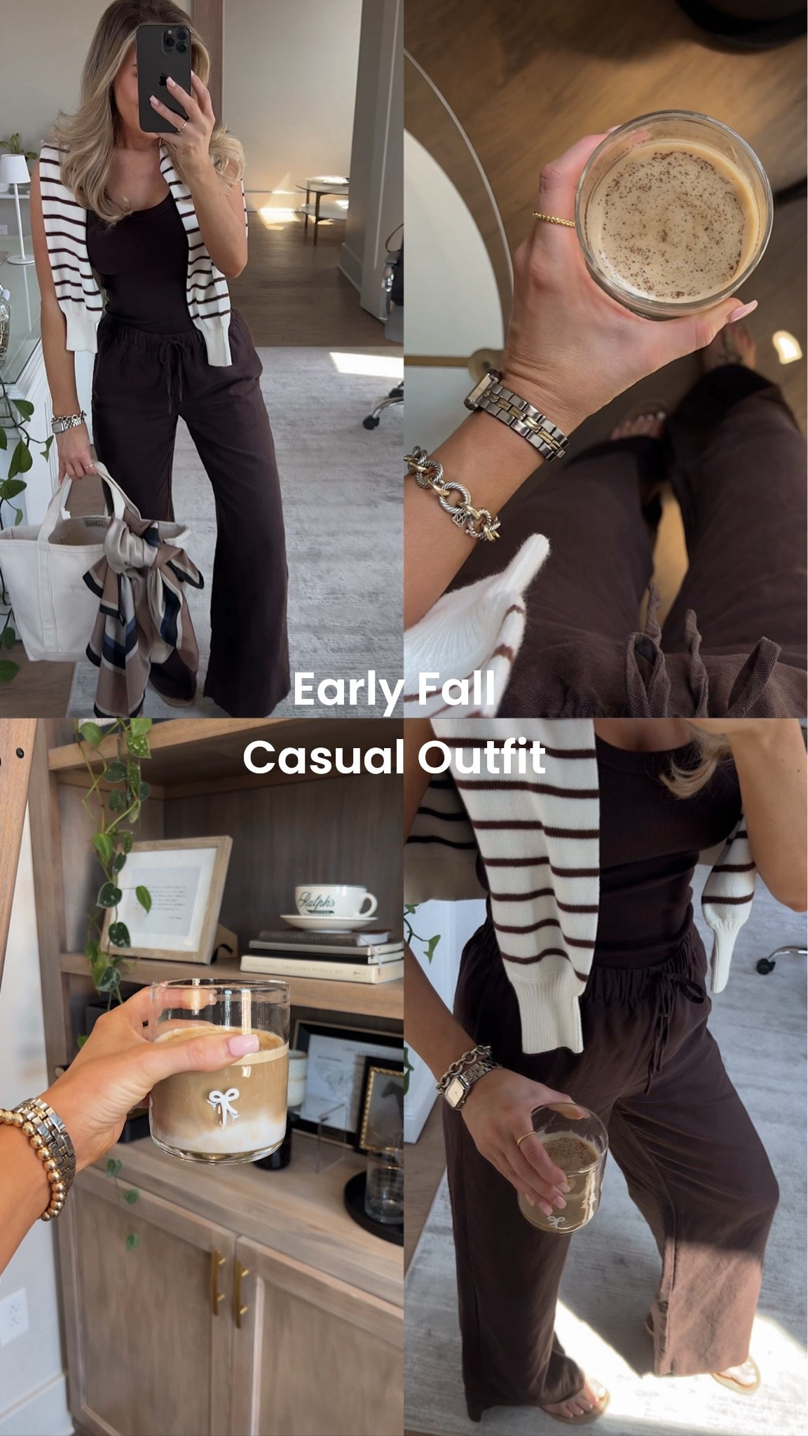 Cute early fall outfit using staples in my closet. 🙌🏻 

Wearing size XS in lodge pants! 

@Aritzia fall outfits, early fall outfit, casual outfit, brown lodge pants