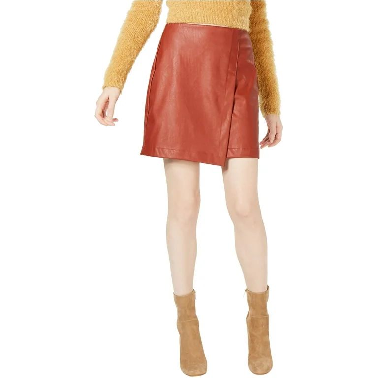 bar III Womens Faux Leather Mini Wrap Skirt, Brown, X-Large | Walmart (US)