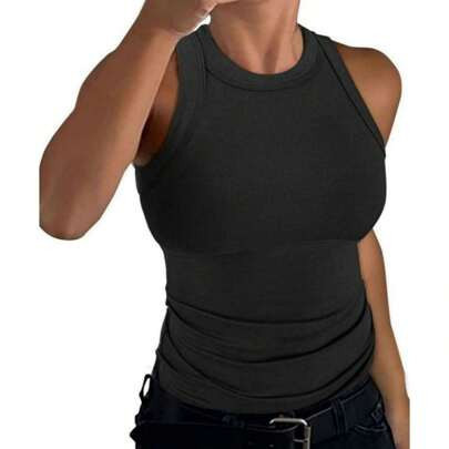 Women's Basic Crew Neck Sleeveless Casual Tank Top Ribbed Soft Tank Top For Going Out | SHEIN