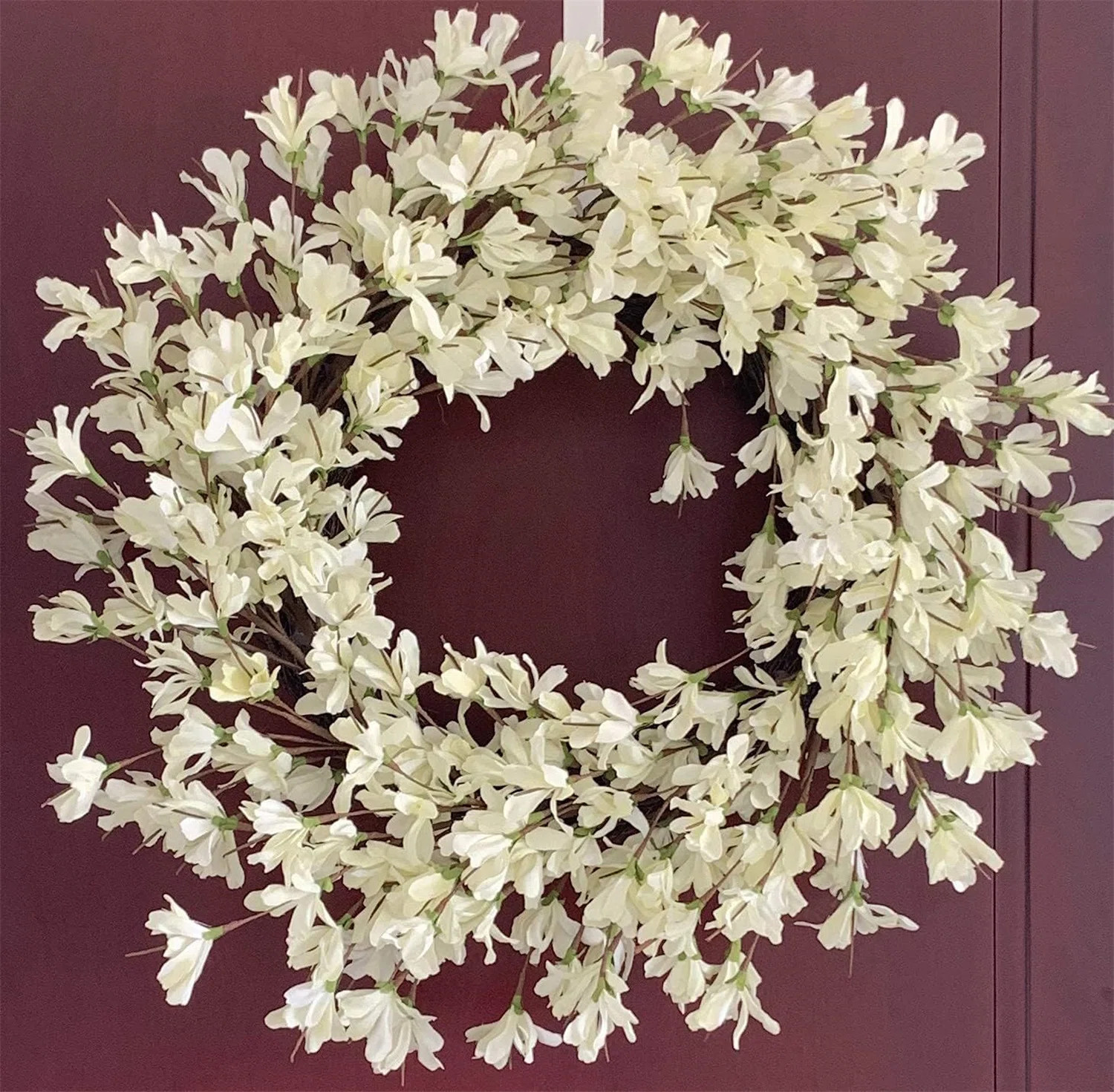 24" Forsythia Wreath on Grapevine, Farmhouse Floral Decor for Front Door | Wayfair North America