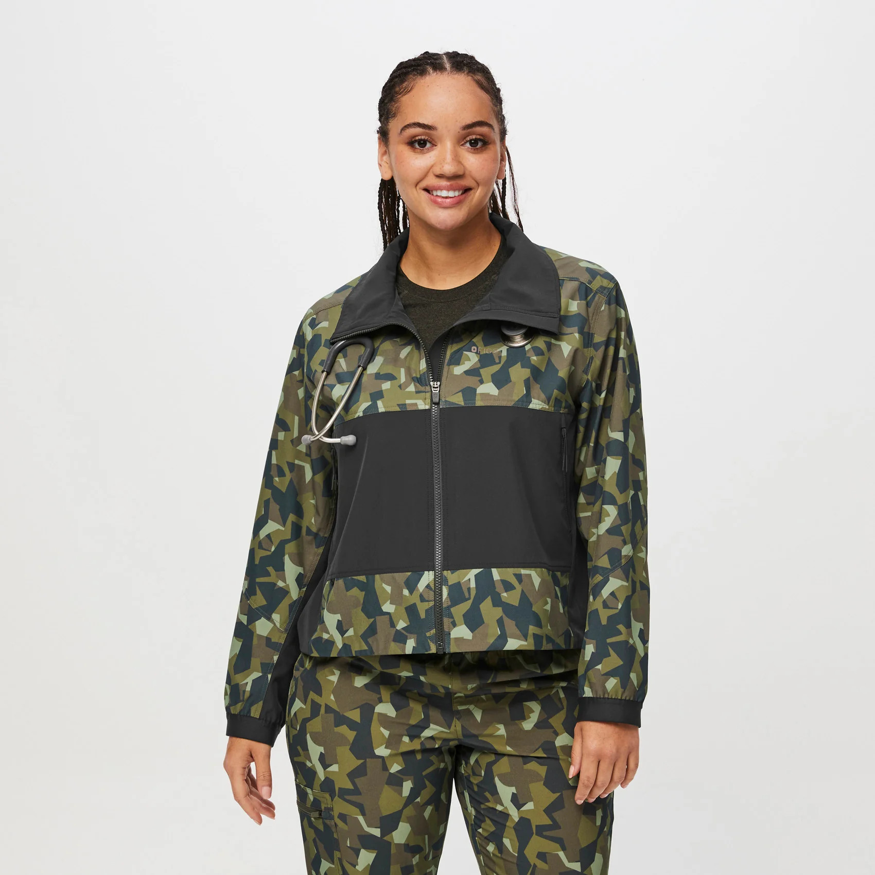 Women’s Craighill FREEx™ Scrub Jacket - Camo Martini Olive · FIGS | FIGS