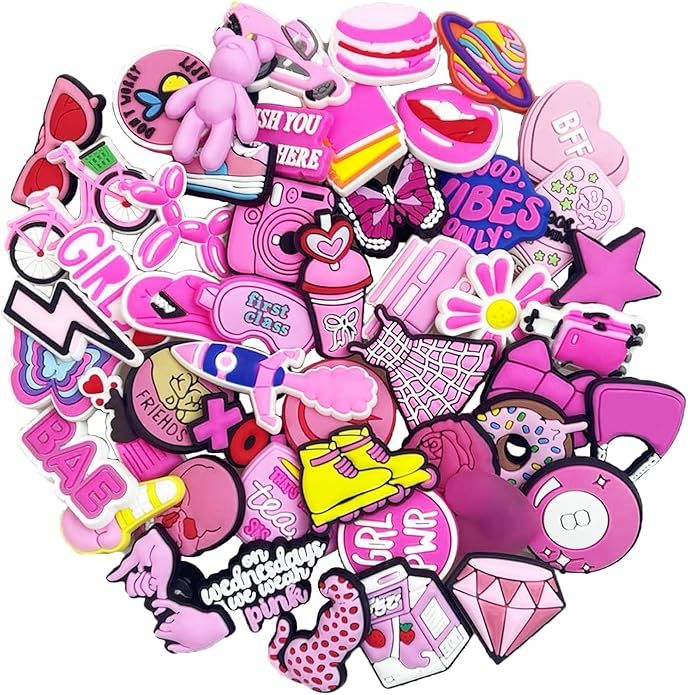 35,50 PCS Pink Shoe Charms for Girls Women, Fashion Shoe Charms Decoration for Teens Kids Adults,... | Amazon (US)