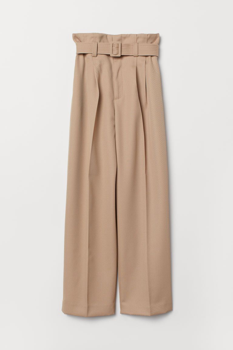 H & M - Paper bag trousers - Beige | H&M (UK, MY, IN, SG, PH, TW, HK)