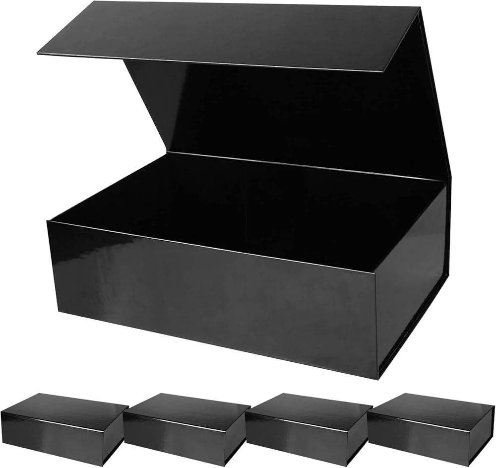 Aimyoo 5 Pack Black Magnetic Gift Boxes with Lids 13.8x9x4.3 in, Large Bridesmaid Groomsman Propo... | Amazon (US)