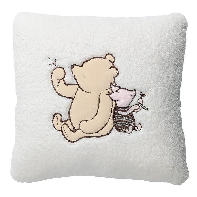 Lambs & Ivy Storytime Pooh Soft Faux Shearling Nursery Throw Pillow - Cream | Amazon (US)